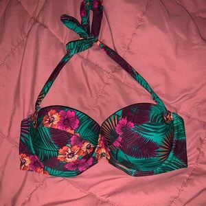 Tropical print bathing suit top